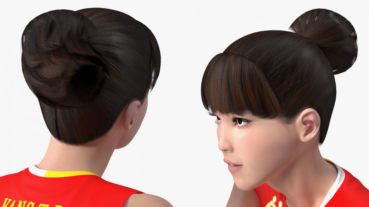 3D Chinese Woman Player with Volleyball Net Collection