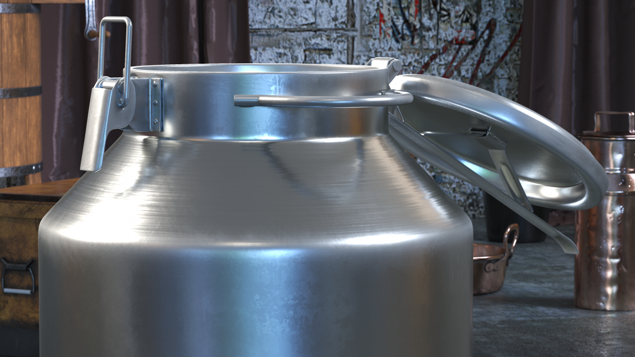 Aluminum Milk Can Empty New 3D