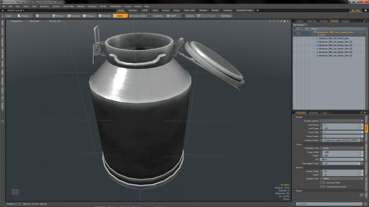 Aluminum Milk Can Empty New 3D