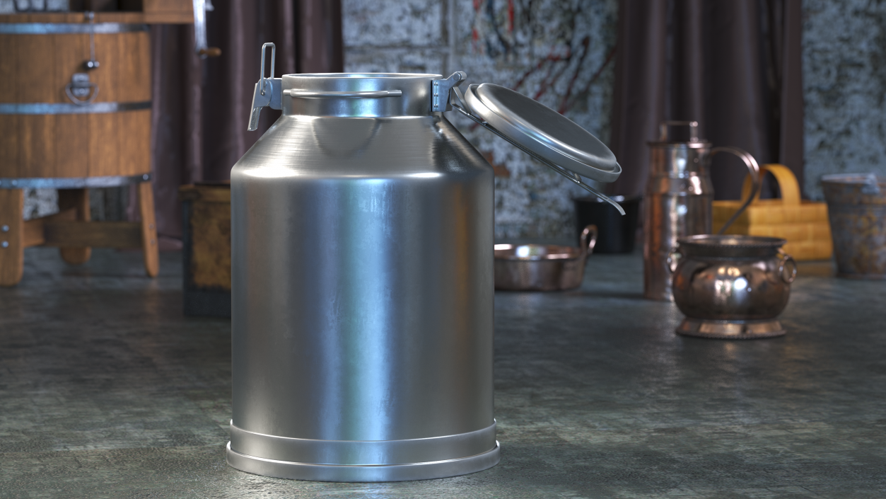 Aluminum Milk Can Empty New 3D