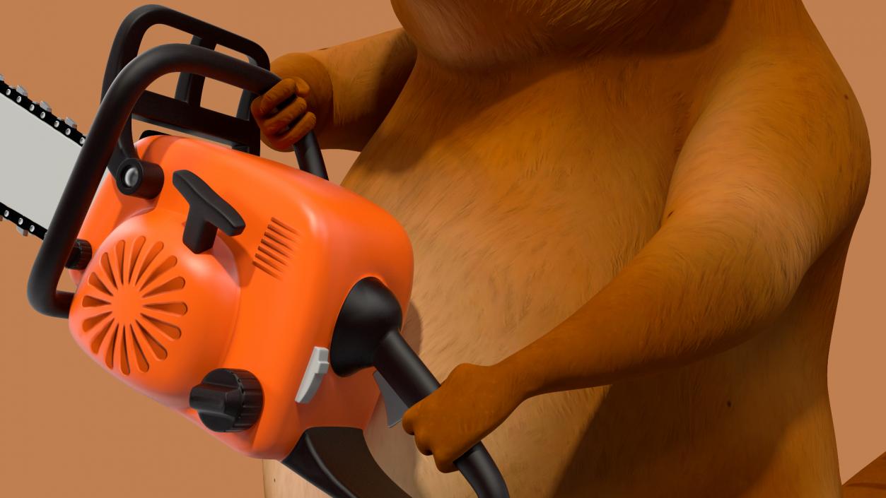 3D Cartoon Beaver with Chainsaw model