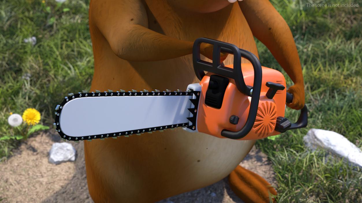 3D Cartoon Beaver with Chainsaw model