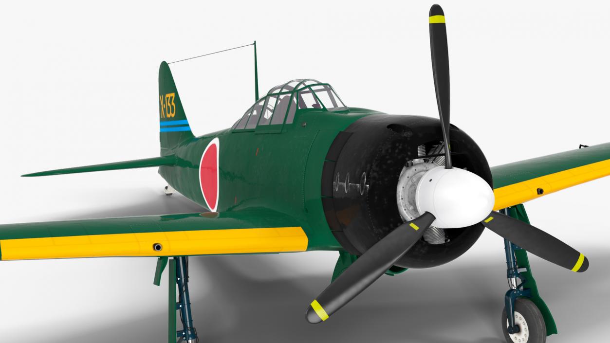 A6M Zero WWII Fighter Aircraft Rigged 3D