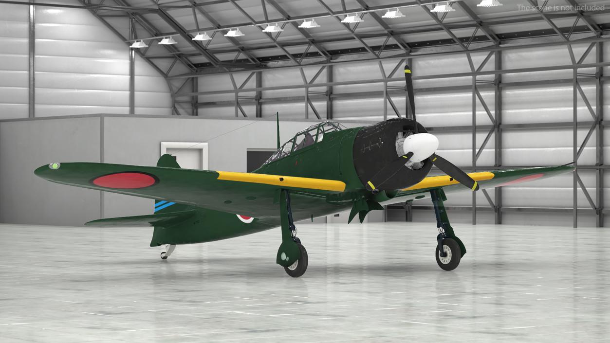 A6M Zero WWII Fighter Aircraft Rigged 3D