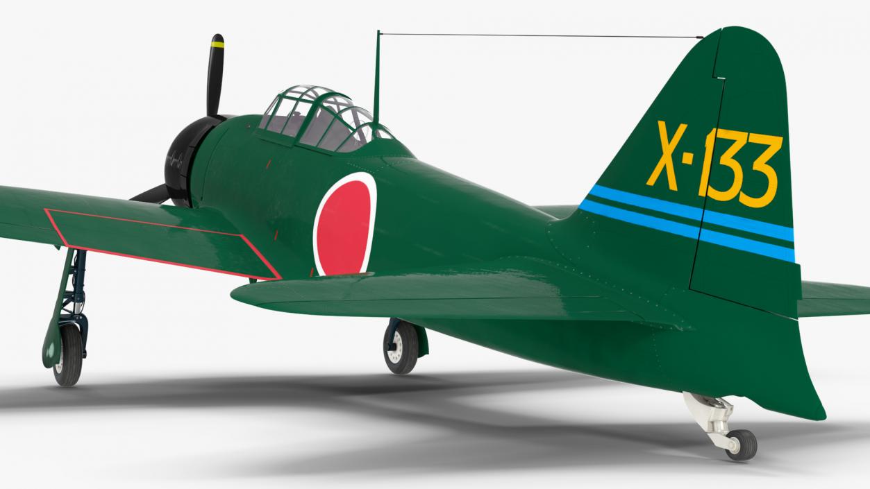 A6M Zero WWII Fighter Aircraft Rigged 3D