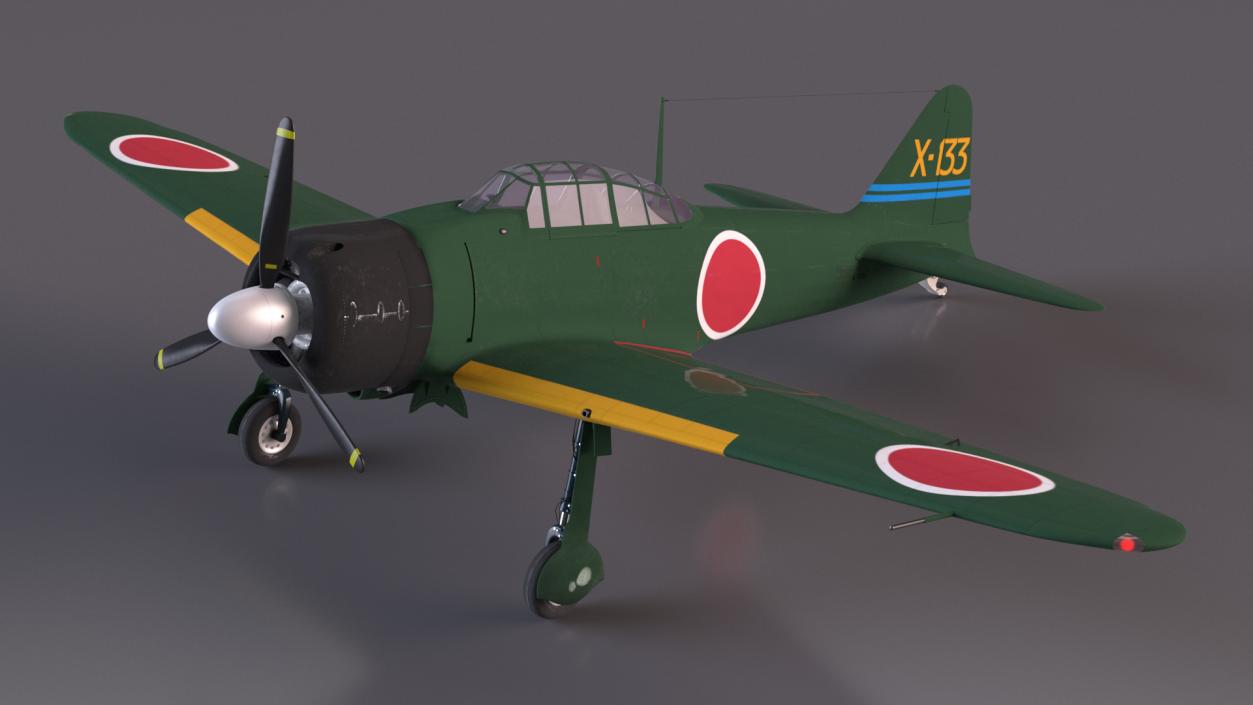 A6M Zero WWII Fighter Aircraft Rigged 3D