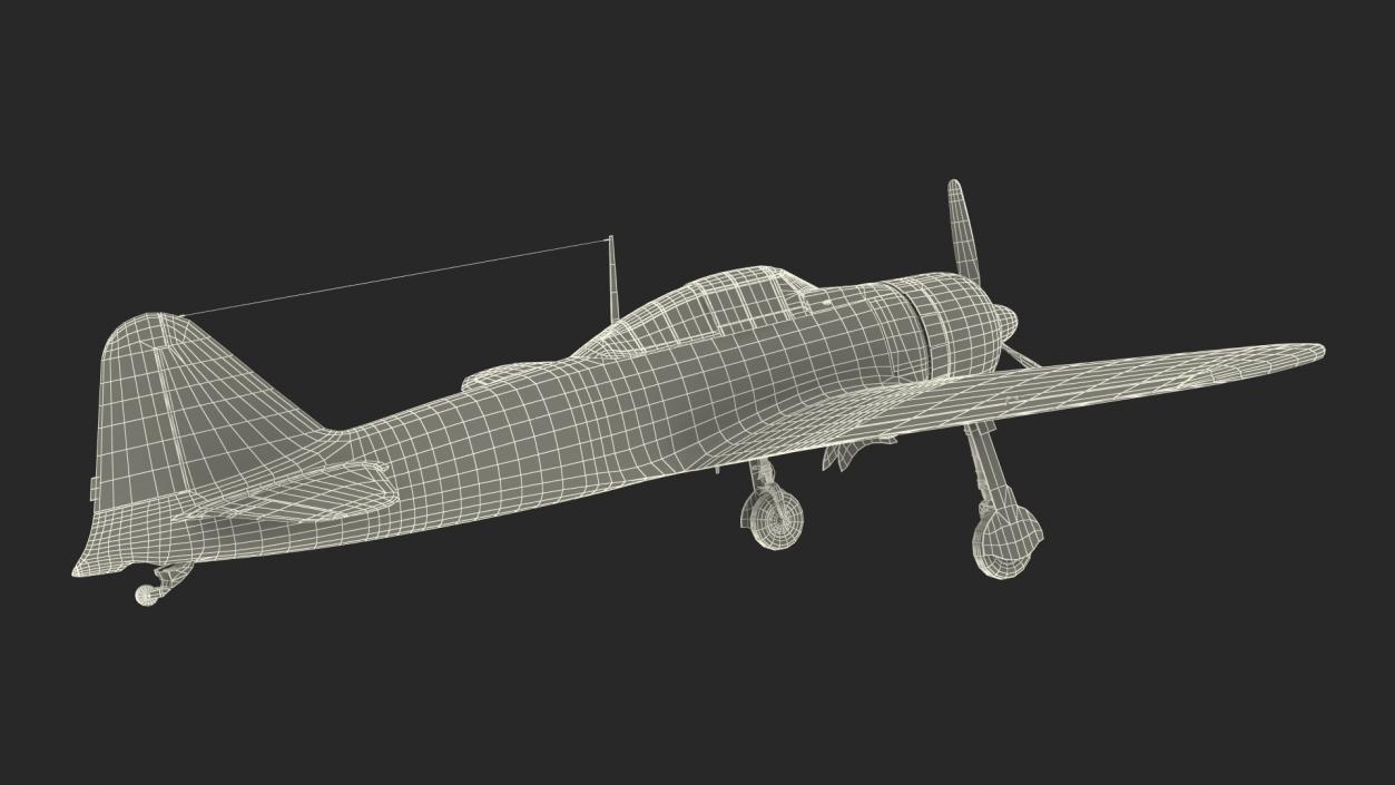 A6M Zero WWII Fighter Aircraft Rigged 3D