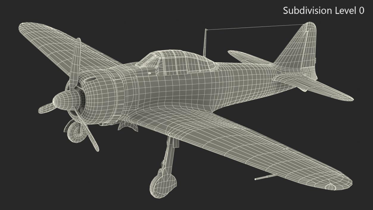 A6M Zero WWII Fighter Aircraft Rigged 3D