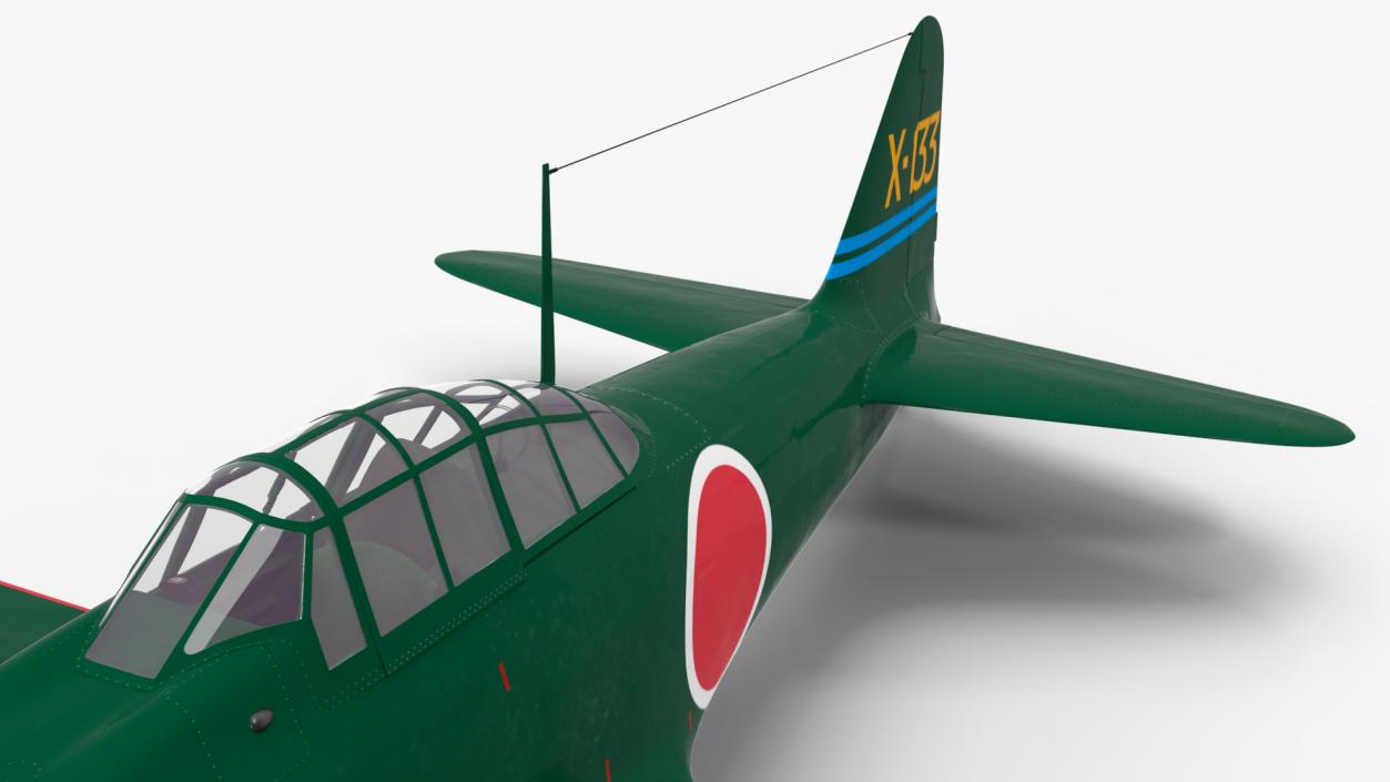 A6M Zero WWII Fighter Aircraft Rigged 3D