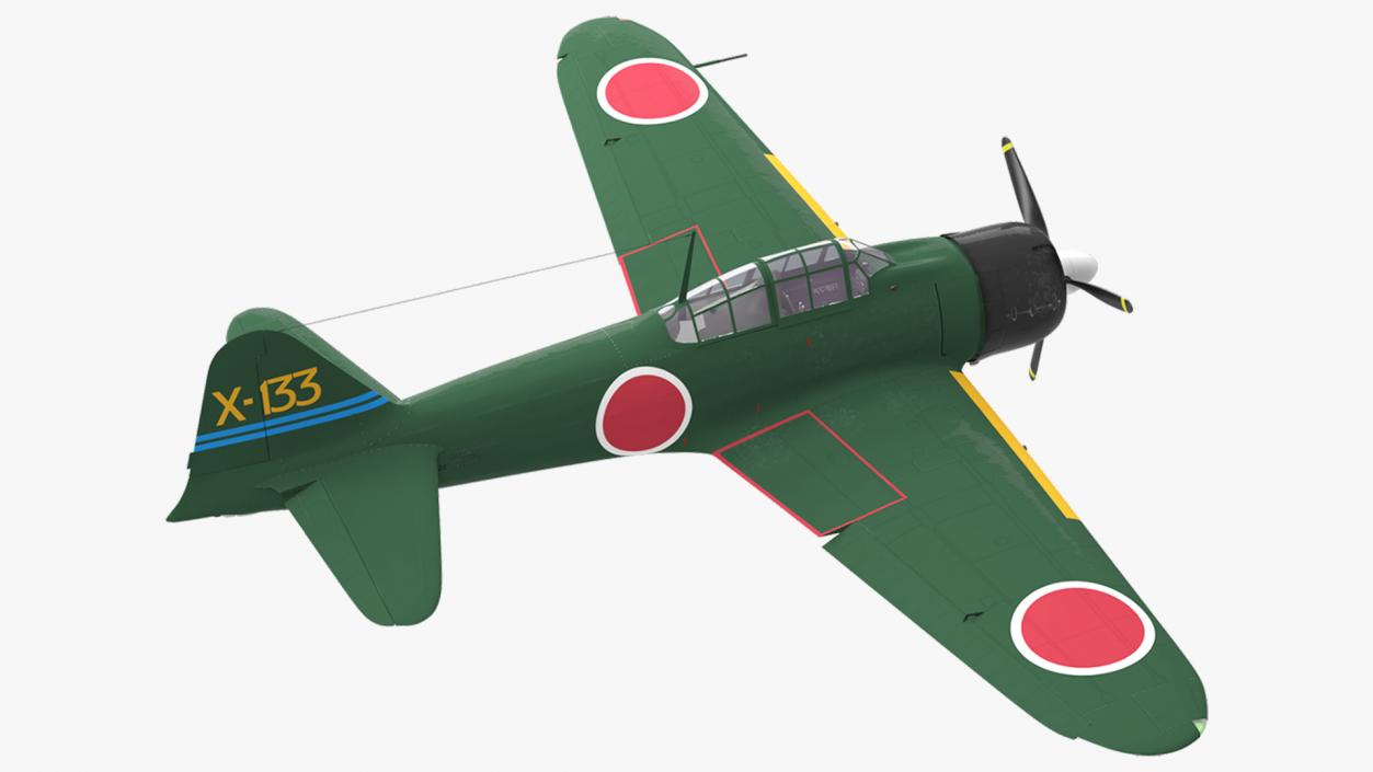 A6M Zero WWII Fighter Aircraft Rigged 3D