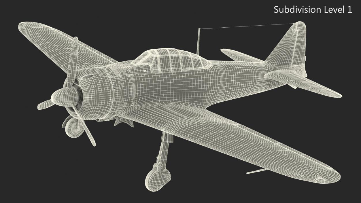 A6M Zero WWII Fighter Aircraft Rigged 3D