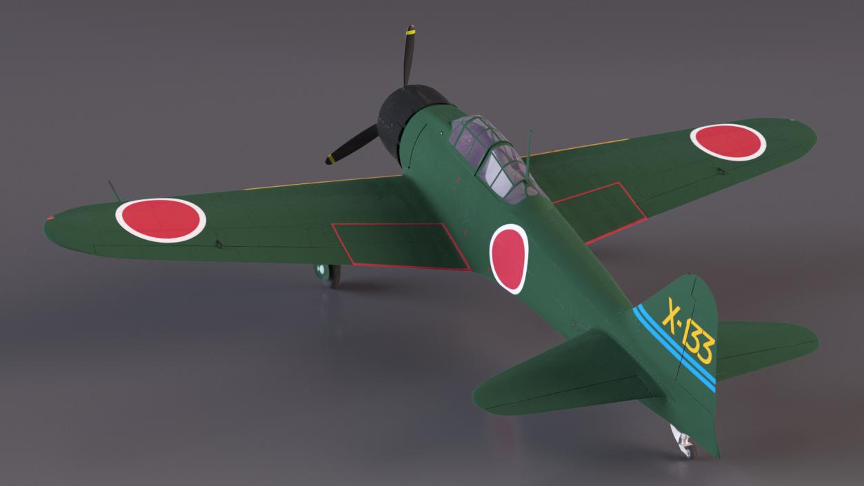 A6M Zero WWII Fighter Aircraft Rigged 3D