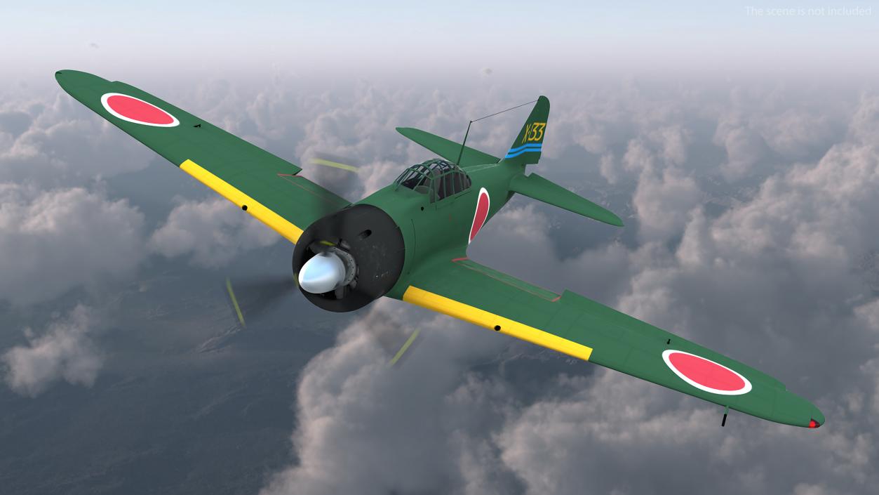 A6M Zero WWII Fighter Aircraft Rigged 3D