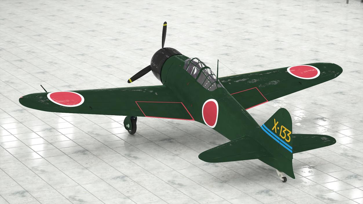 A6M Zero WWII Fighter Aircraft Rigged 3D