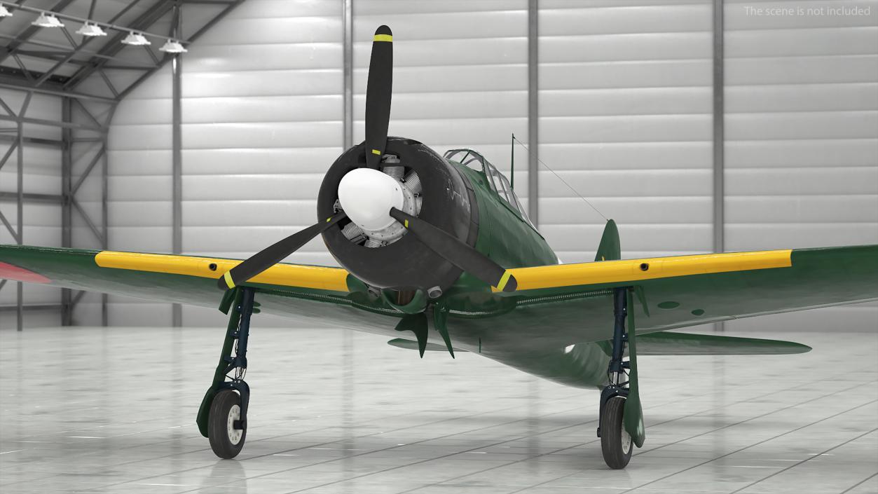 A6M Zero WWII Fighter Aircraft Rigged 3D