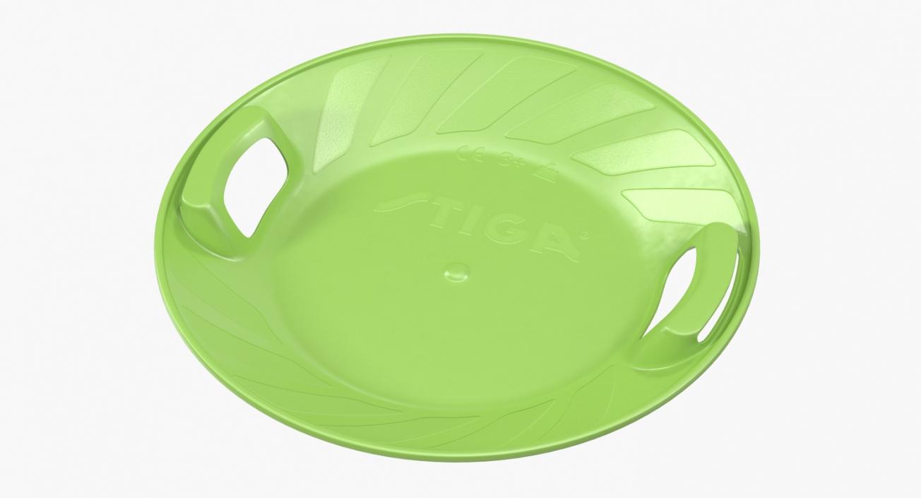 3D Sledge Sliding Dish Snow Round Green