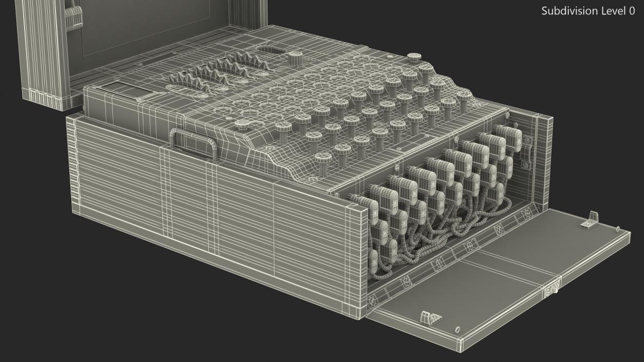 Enigma M4 Cipher Machine in Wooden Case 3D model