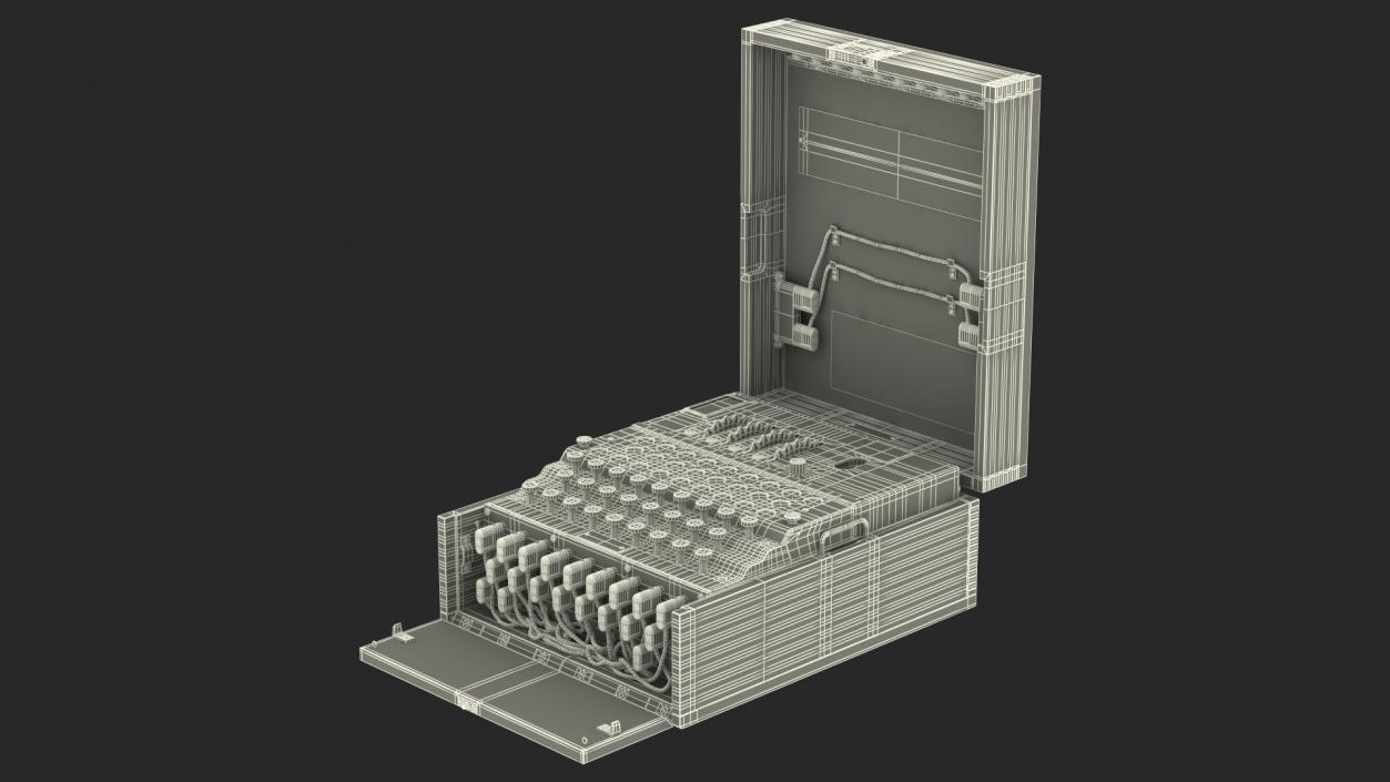 Enigma M4 Cipher Machine in Wooden Case 3D model