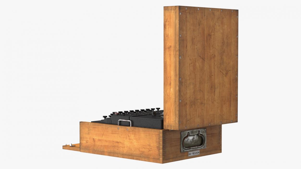 Enigma M4 Cipher Machine in Wooden Case 3D model