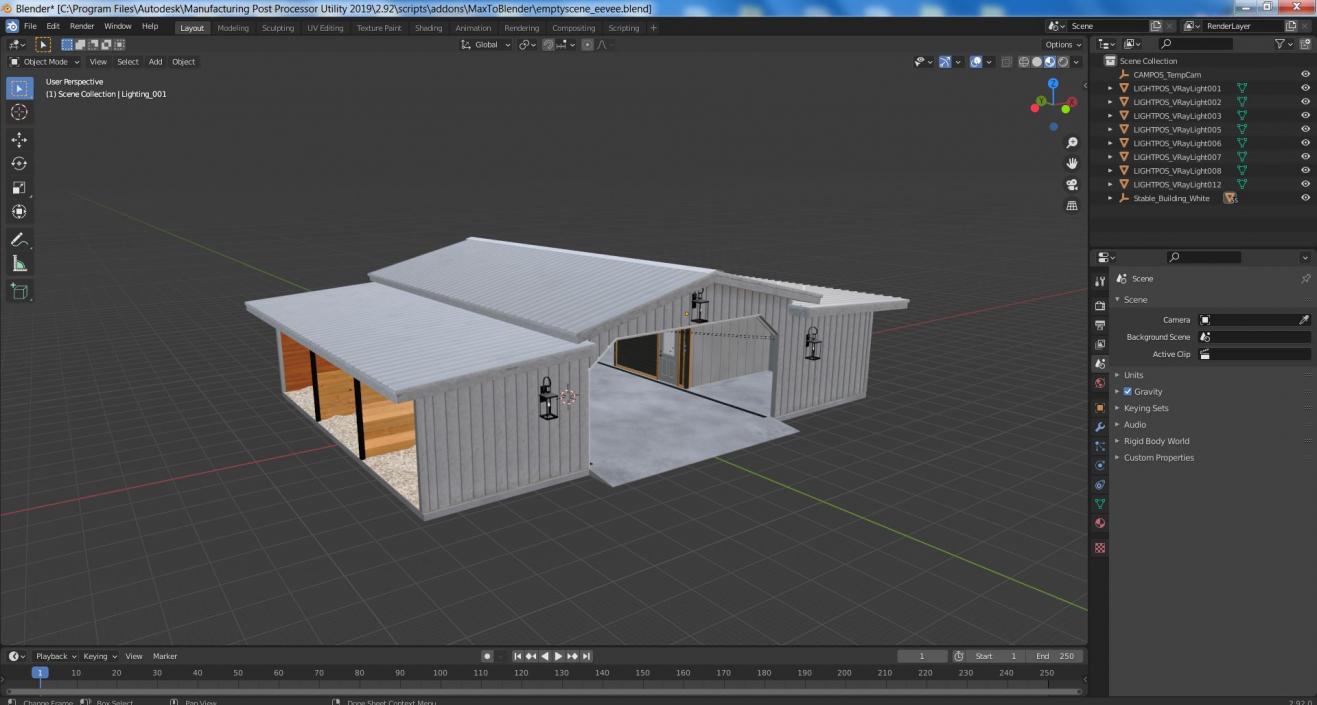 3D Stable Building White