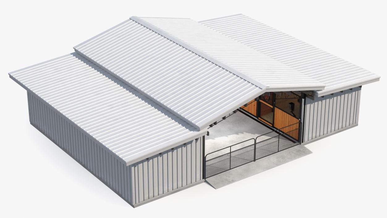 3D Stable Building White