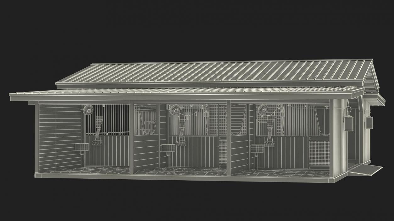 3D Stable Building White