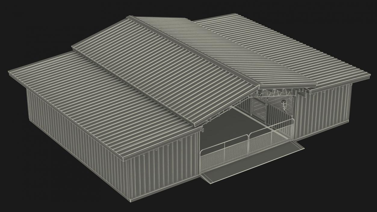 3D Stable Building White