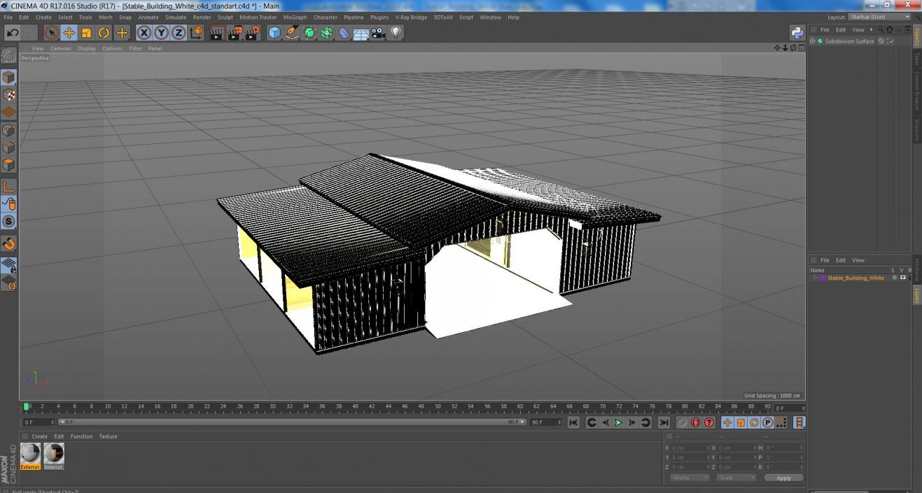 3D Stable Building White