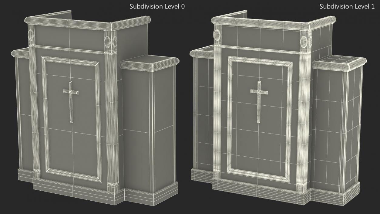 3D model White Church Podium with Cross