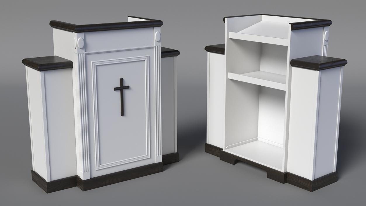 3D model White Church Podium with Cross