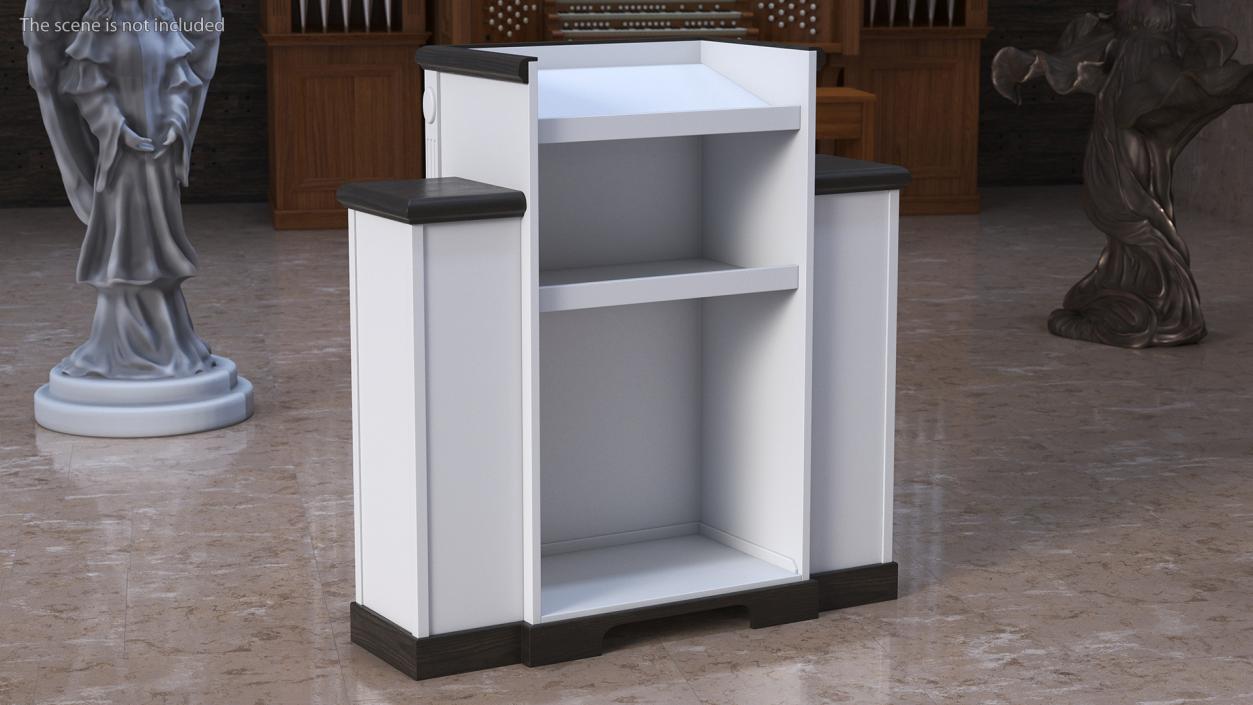 3D model White Church Podium with Cross