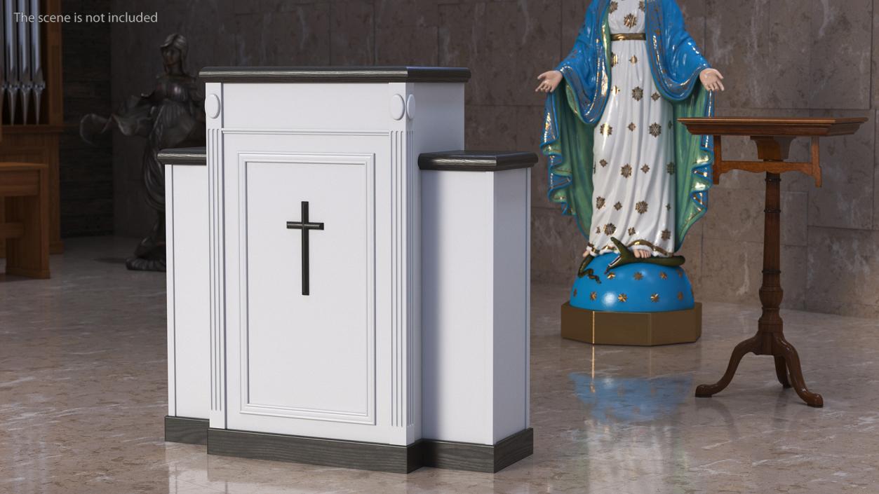 3D model White Church Podium with Cross