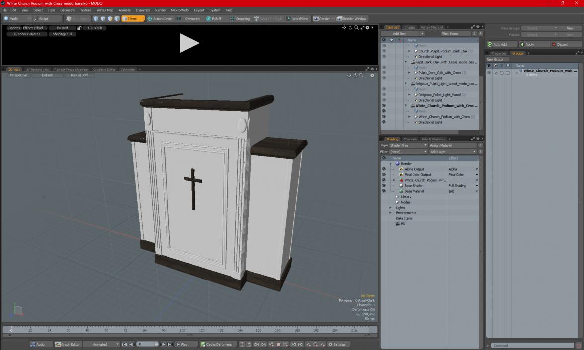 3D model White Church Podium with Cross