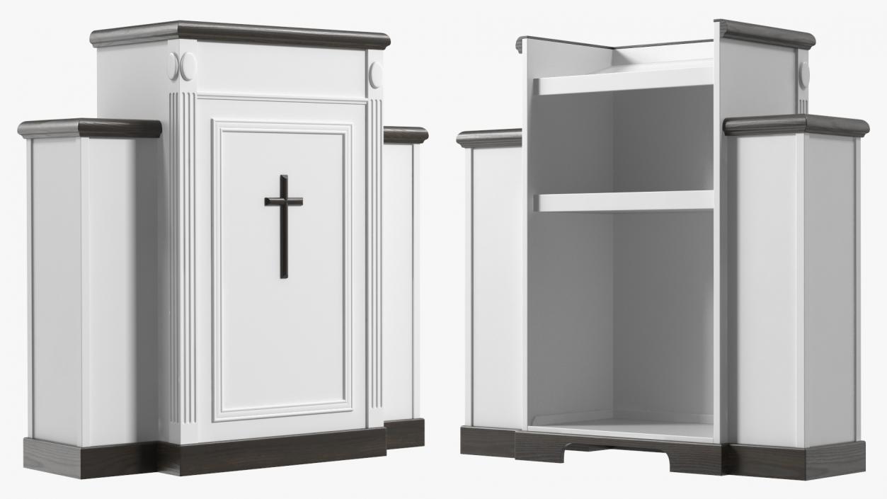 3D model White Church Podium with Cross