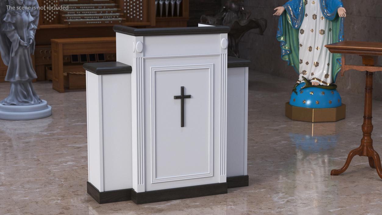 3D model White Church Podium with Cross