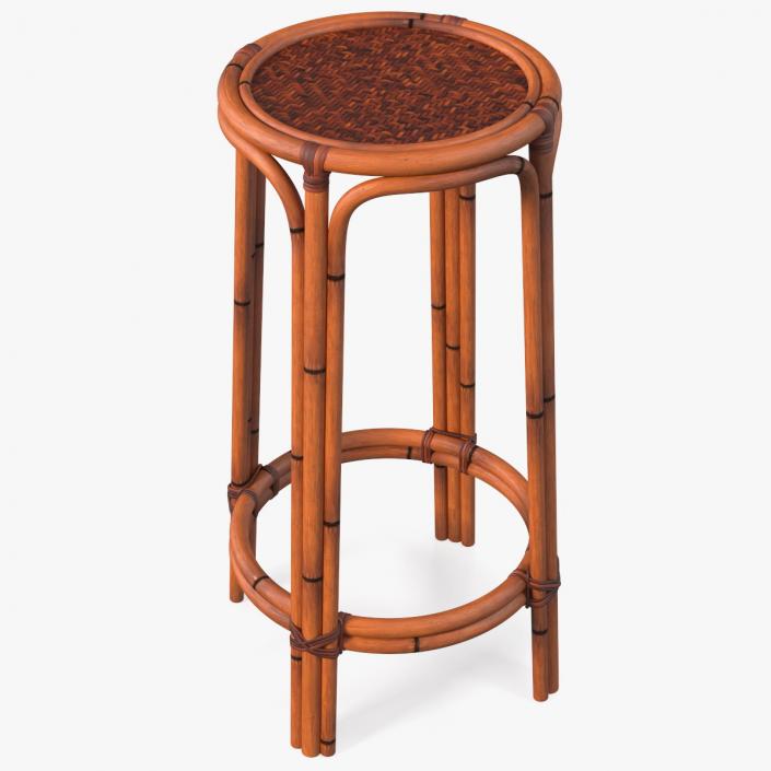 Rattan Backless Counter Stool 3D model