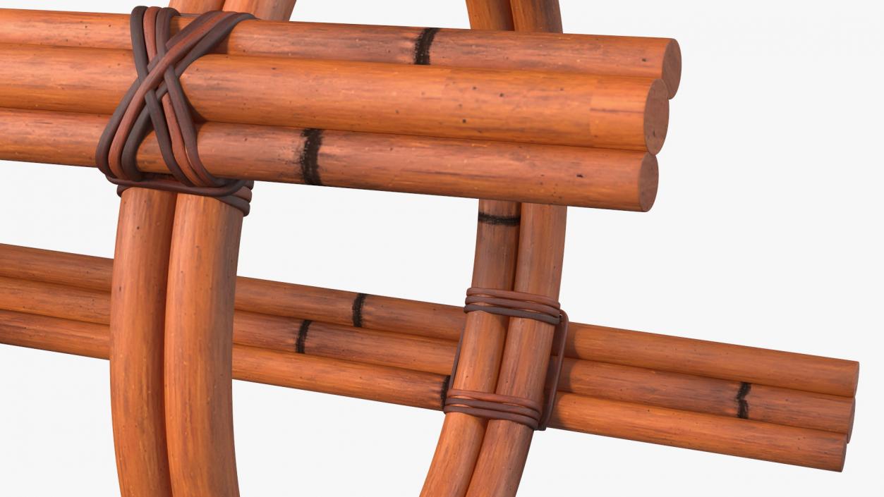 Rattan Backless Counter Stool 3D model