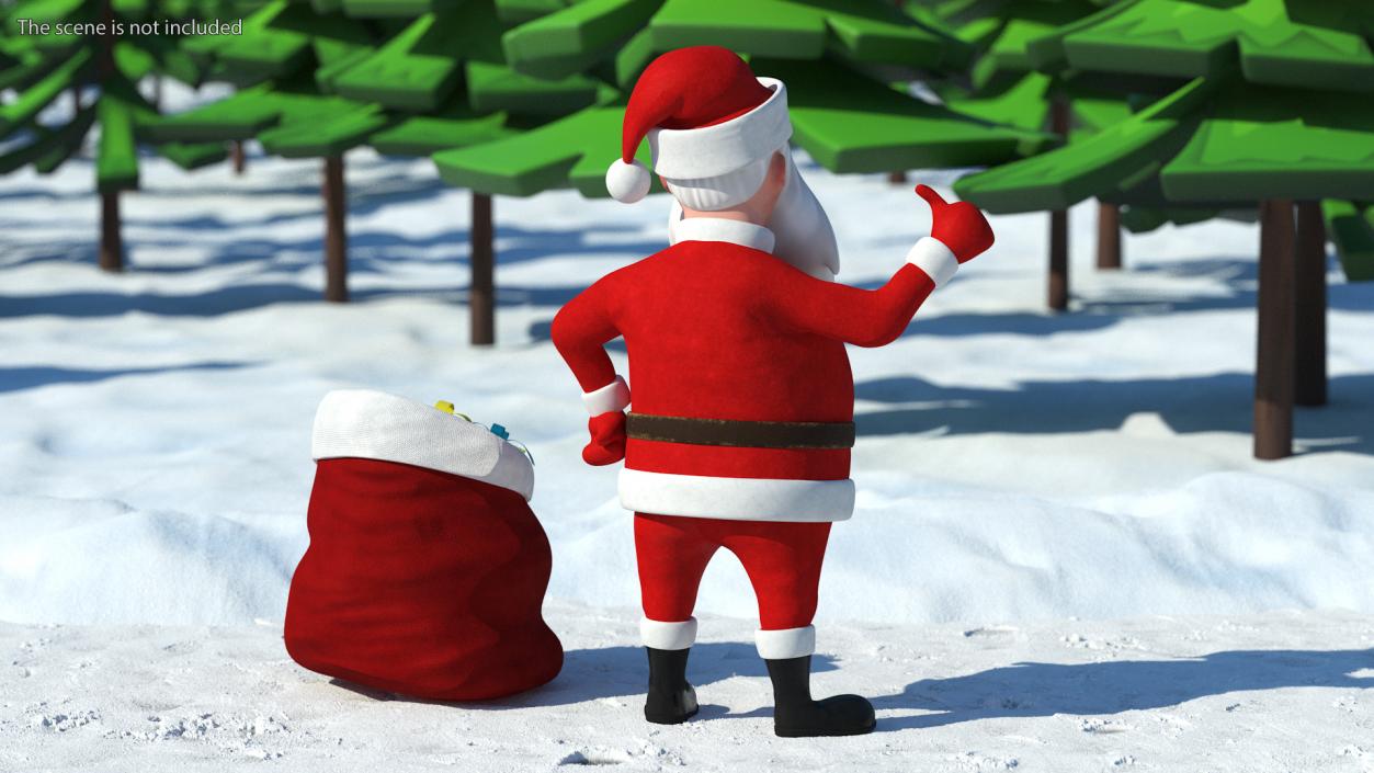 Cartoon Character Santa Claus Standing with Gifts 3D model