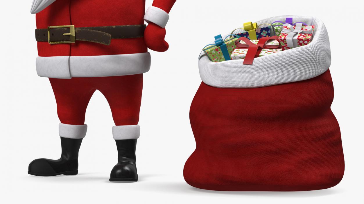 Cartoon Character Santa Claus Standing with Gifts 3D model