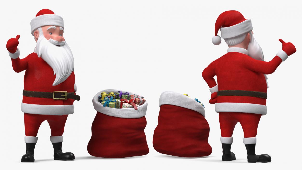 Cartoon Character Santa Claus Standing with Gifts 3D model