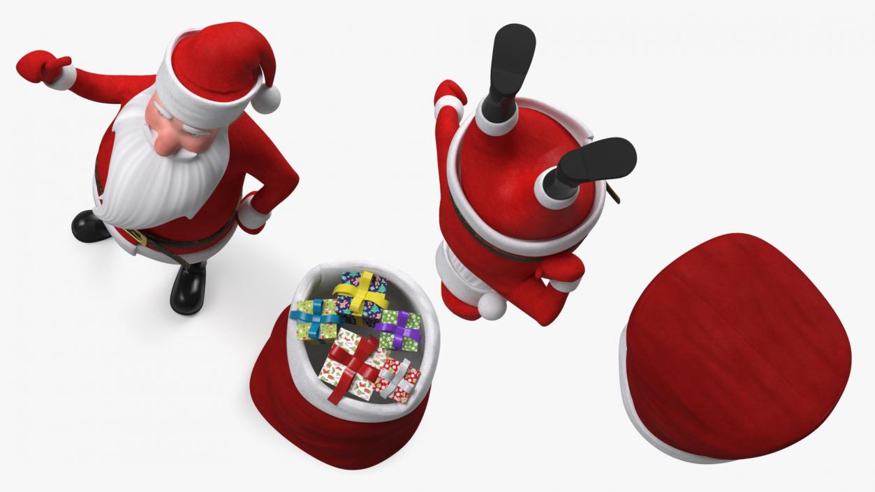 Cartoon Character Santa Claus Standing with Gifts 3D model