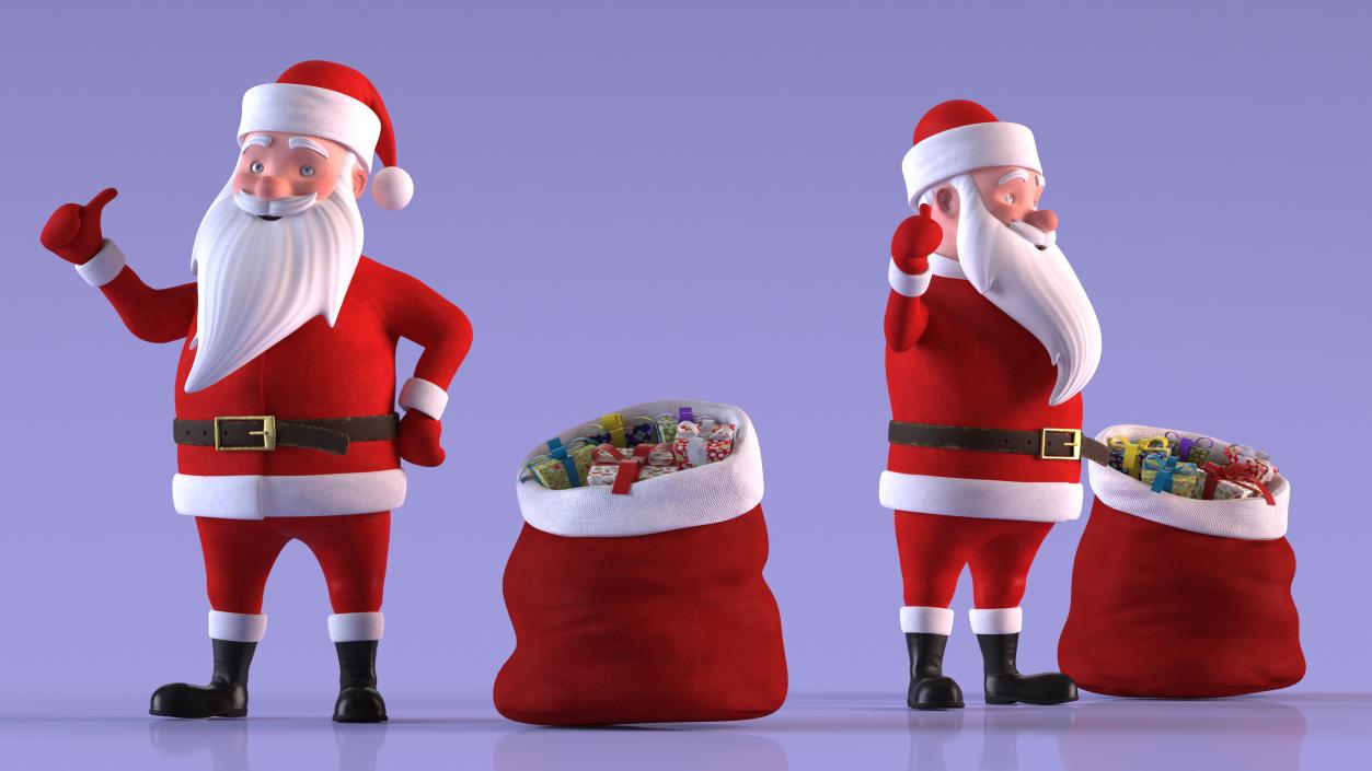 Cartoon Character Santa Claus Standing with Gifts 3D model