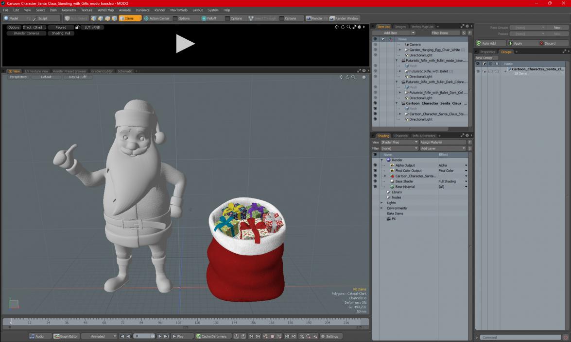 Cartoon Character Santa Claus Standing with Gifts 3D model