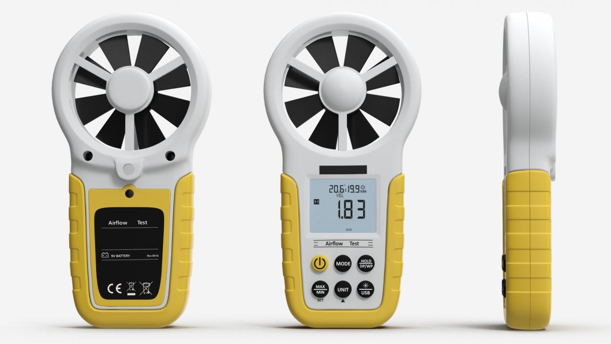 Handheld Digital Anemometer 3D