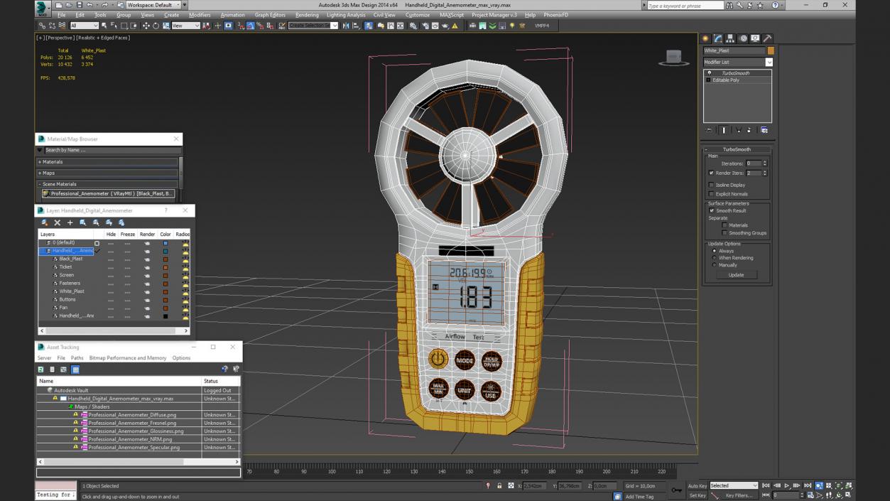 Handheld Digital Anemometer 3D