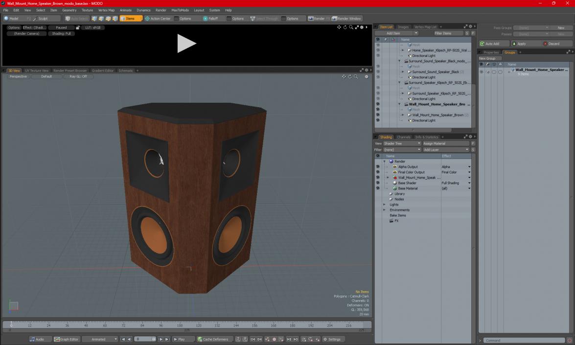 Wall Mount Home Speaker Brown 3D model