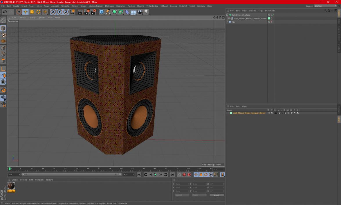 Wall Mount Home Speaker Brown 3D model