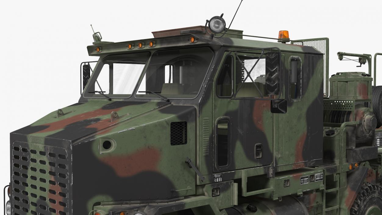 Dirty Camouflage Oshkosh M1070 Tank Transporter Tractor with M1000 Semi-Trailer 3D model