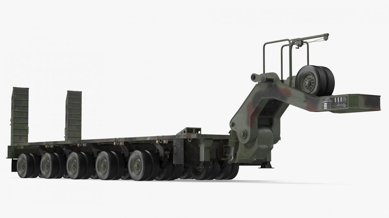 Dirty Camouflage Oshkosh M1070 Tank Transporter Tractor with M1000 Semi-Trailer 3D model