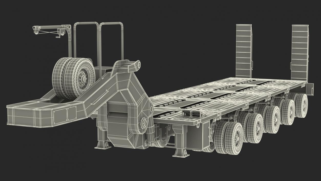 Dirty Camouflage Oshkosh M1070 Tank Transporter Tractor with M1000 Semi-Trailer 3D model